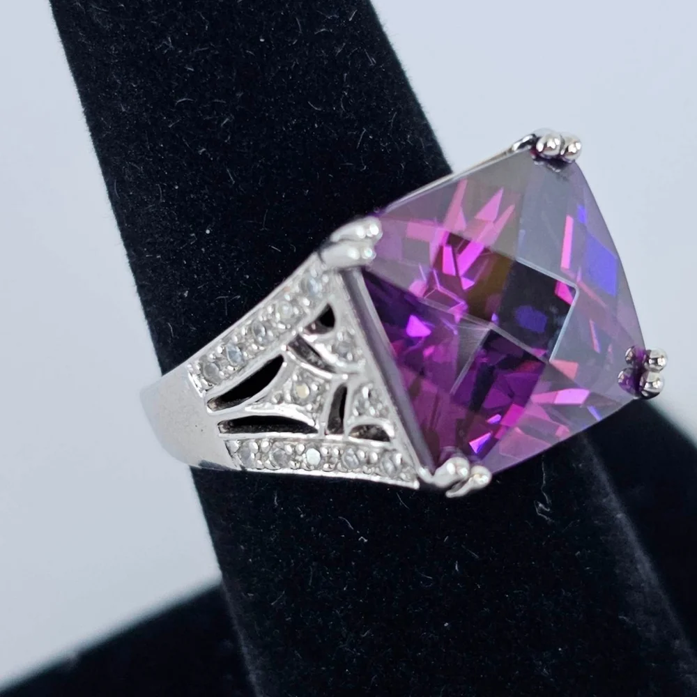 Ross Simons Checkerboard Cut Amethyst Ring Size 7 - Picture 9 of 17